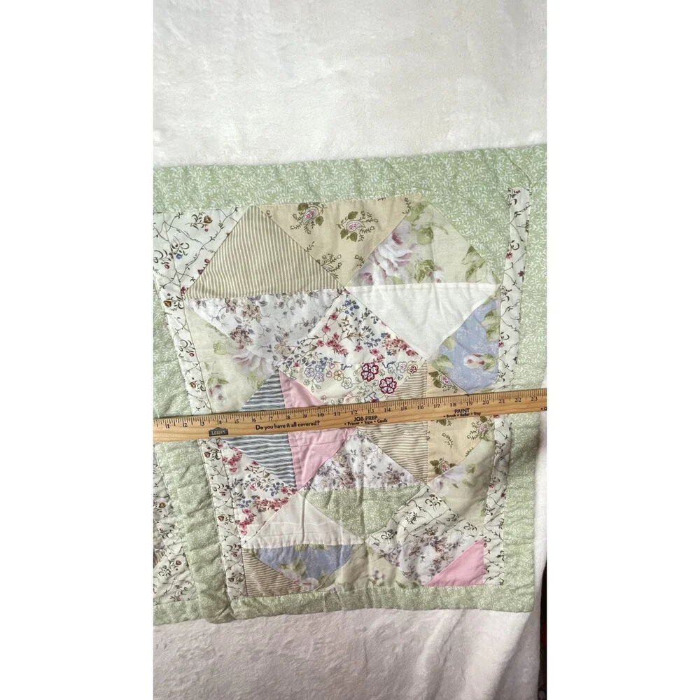 Quilted Patchwork Pillow Shams Floral CottageCore Granny 23 x 29 Keeco Set Of 2